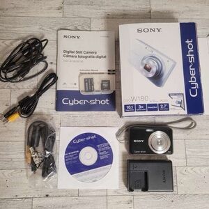 Sony Digital Camera Cybershot DSC-W180 10.1MP Black With Battery Manual Case